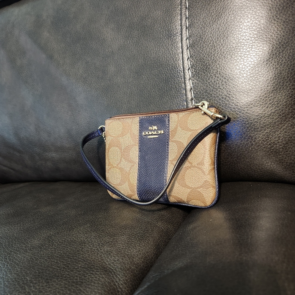 Light Brown and Navy Wristlet